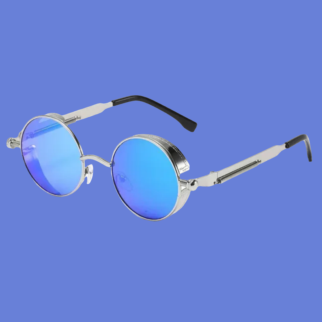 Trendy designer men's round frame  vintage sunglasses, UV400 ens protection