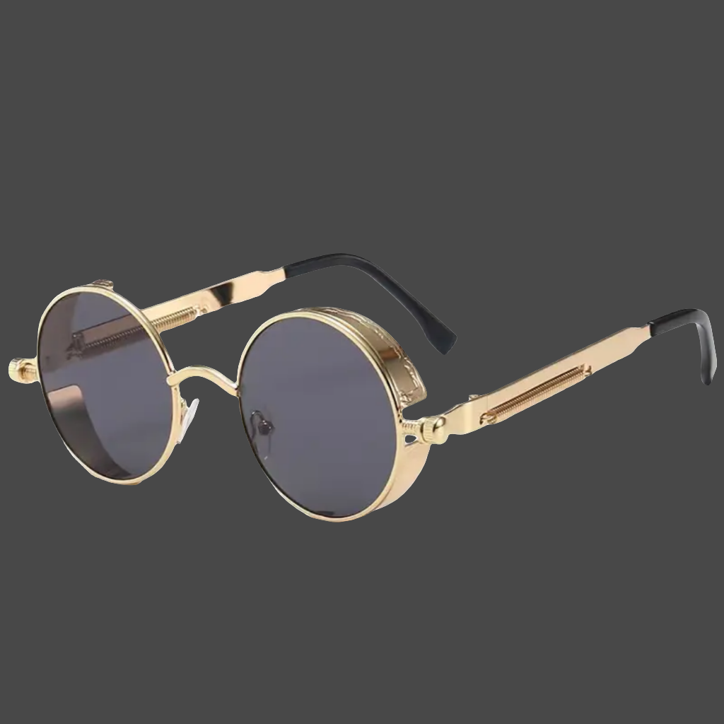 Trendy designer men's round frame  vintage sunglasses, UV400 ens protection