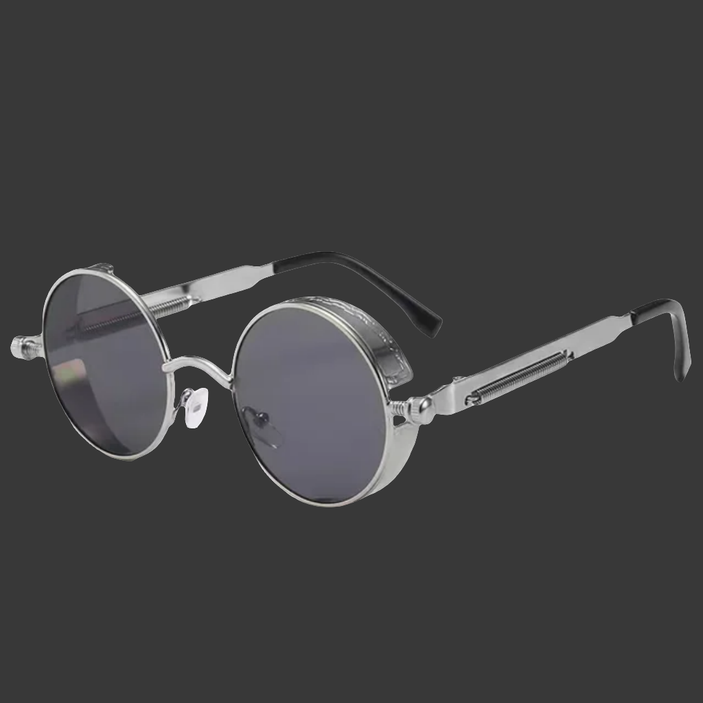 Trendy designer men's round frame  vintage sunglasses, UV400 ens protection