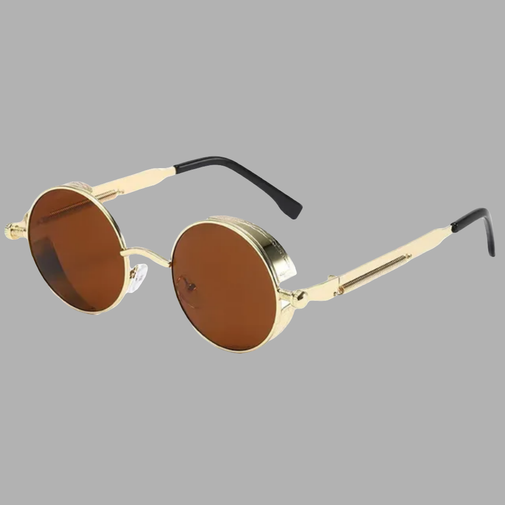 Trendy designer men's round frame  vintage sunglasses, UV400 ens protection